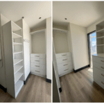 White Closet with Nooks, Drawer Banks, and Hanging Rods